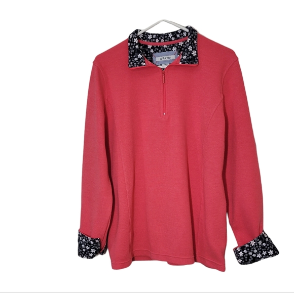 Orvis Tops Orvis Womens Quarter Zip Contrasting Collar And Cuffs